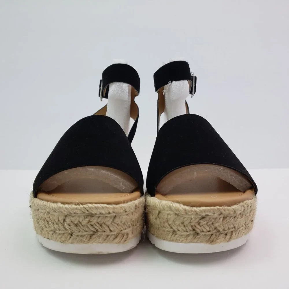 Soda Topic Womens Size 8.5 Black Open Toe Ankle Strap Espadrille Platform Sandal - Picture 6 of 11